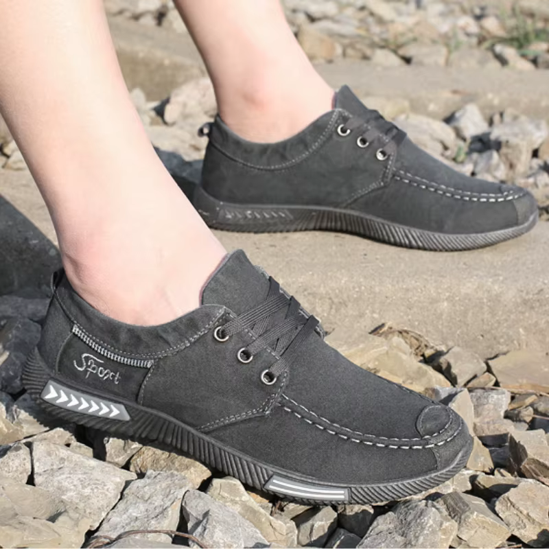 Baskets de marche plates en denim pour hommes, chaussures en toile pour hommes, chaussures décontractées confortables, marque de mode, nouveau, 2025