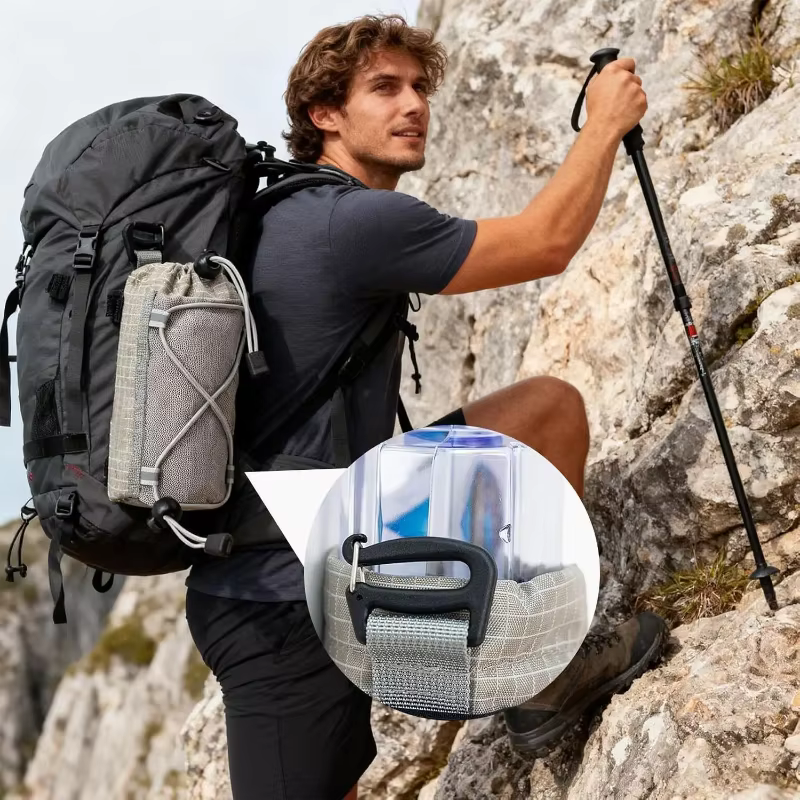 Sac à bandoulière extérieur avec support pour gourde de voyage, pochette suspendue pour bouteille d'eau, rangement pour téléphone portable, randonnée, camping, sports