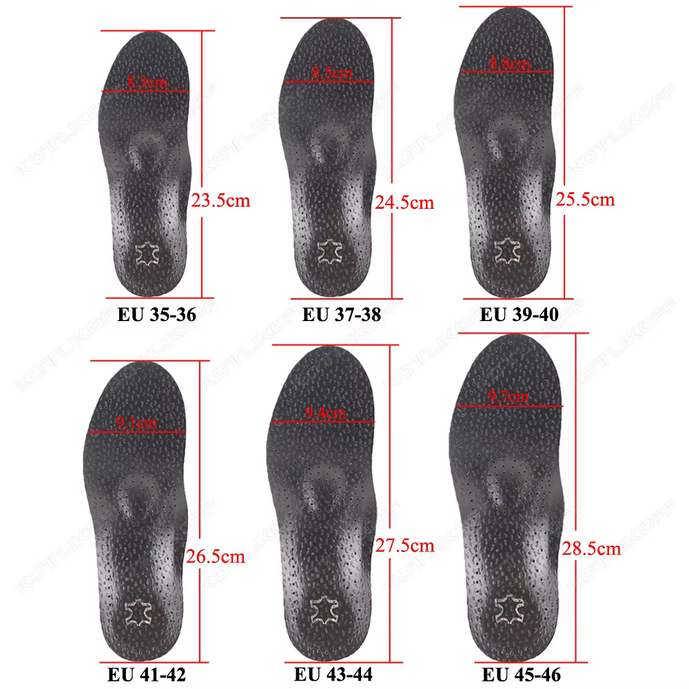 Semelle intérieure orthopédique en cuir pour pieds plats
