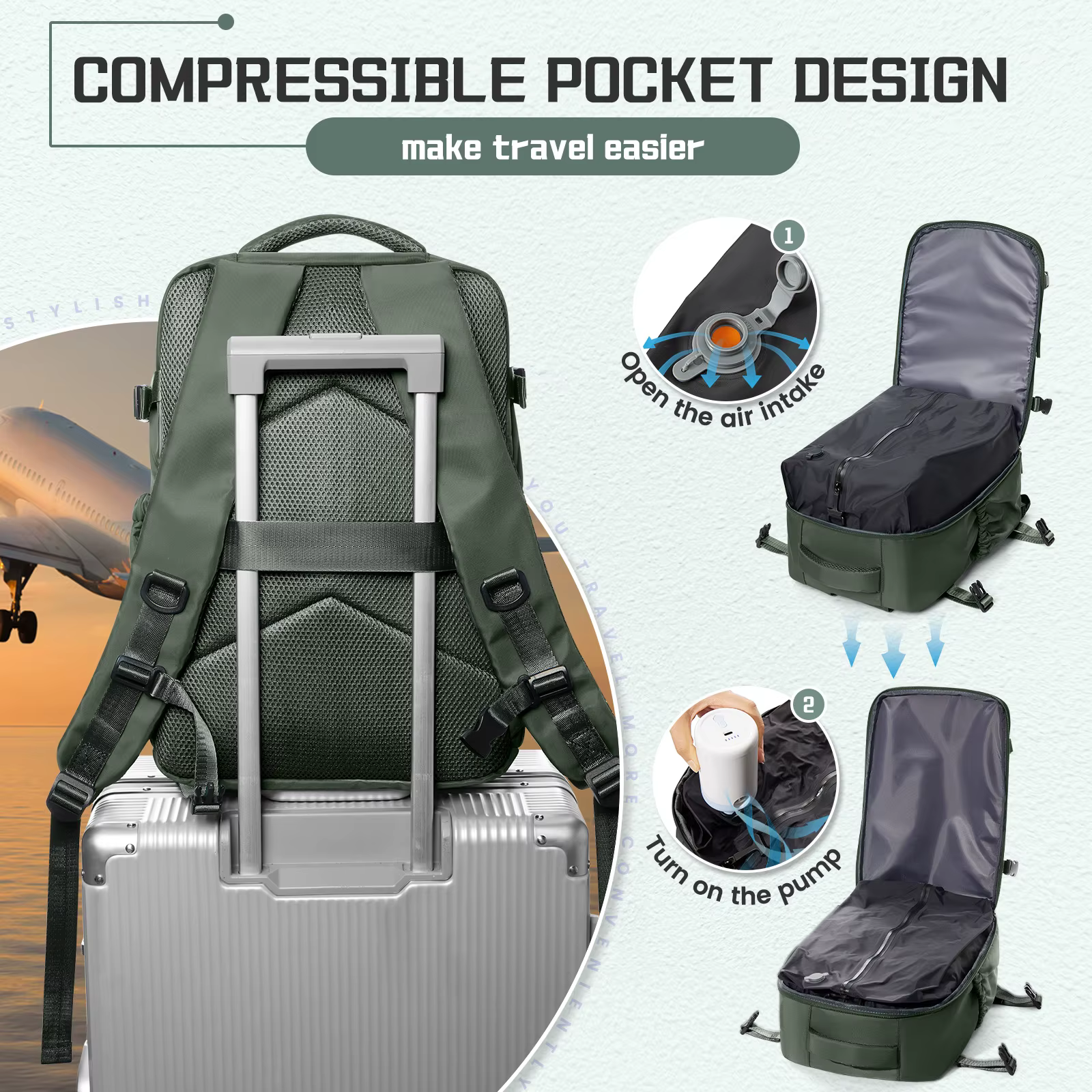 Sac à dos de compression sous vide d'air