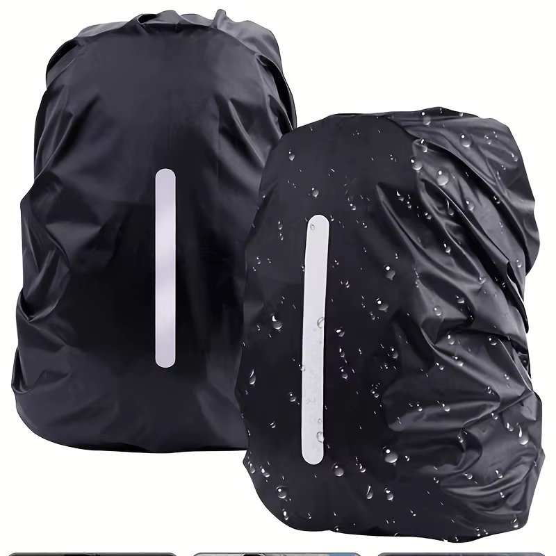 Sac à dos pliable noir 20-70L avec bande réfléchissante