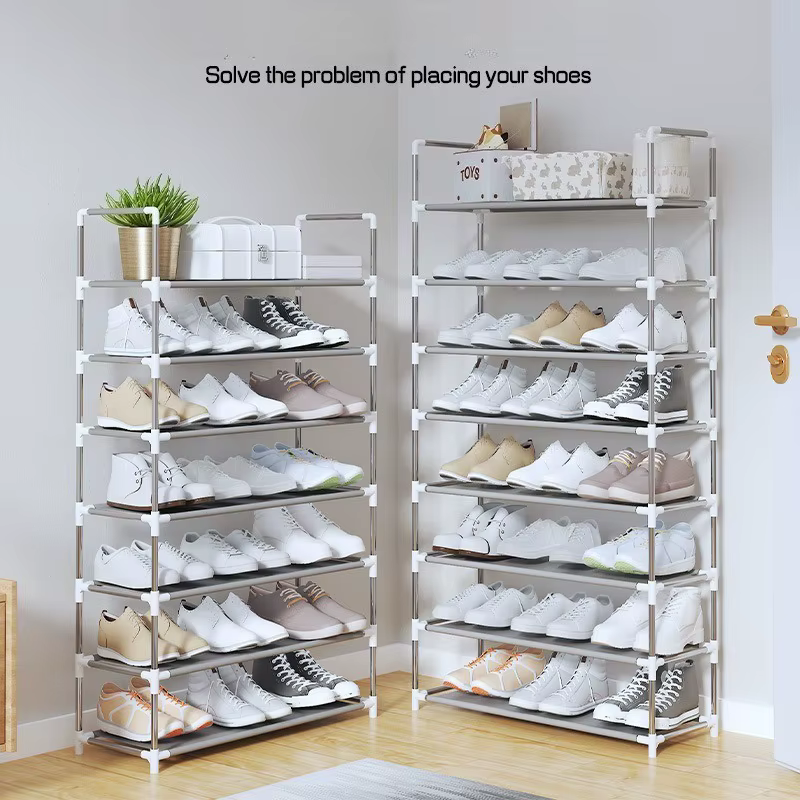 Meuble à chaussures combiné, armoire à chaussures simple pour la maison avec accoudoir, meuble de rangement anti-poussière pour chaussures, meuble à chaussures multi-niveaux à assembler avec porte