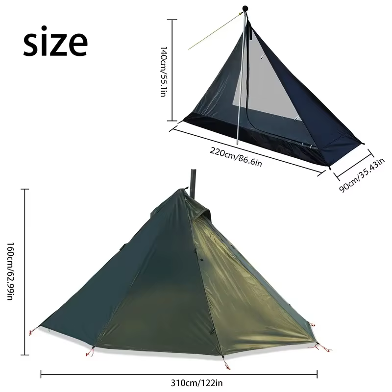 Tente de camping chaude avec fenêtre pour cheminée