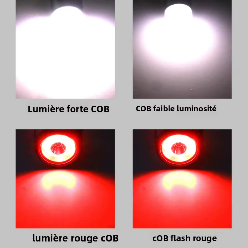 Lampe frontale multifonctionnelle XPG + COB avec crochet magnétique