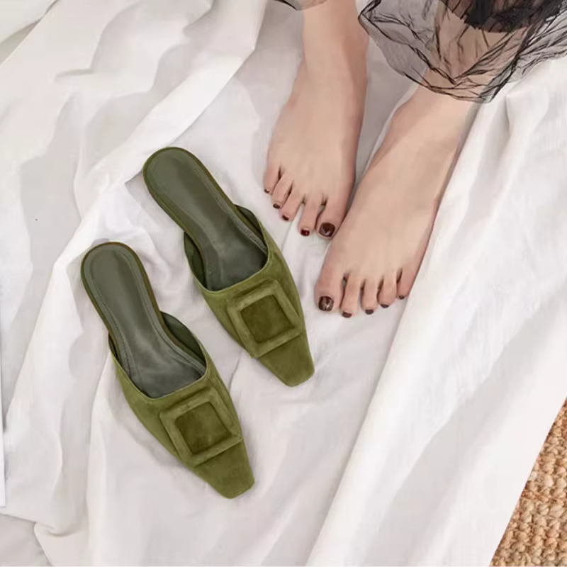 Mules à Boucle en Daim pour Femme, Chaussures de Style Basique, Pantoufles Naturelles, 50 Styles, Collection Automne 2025