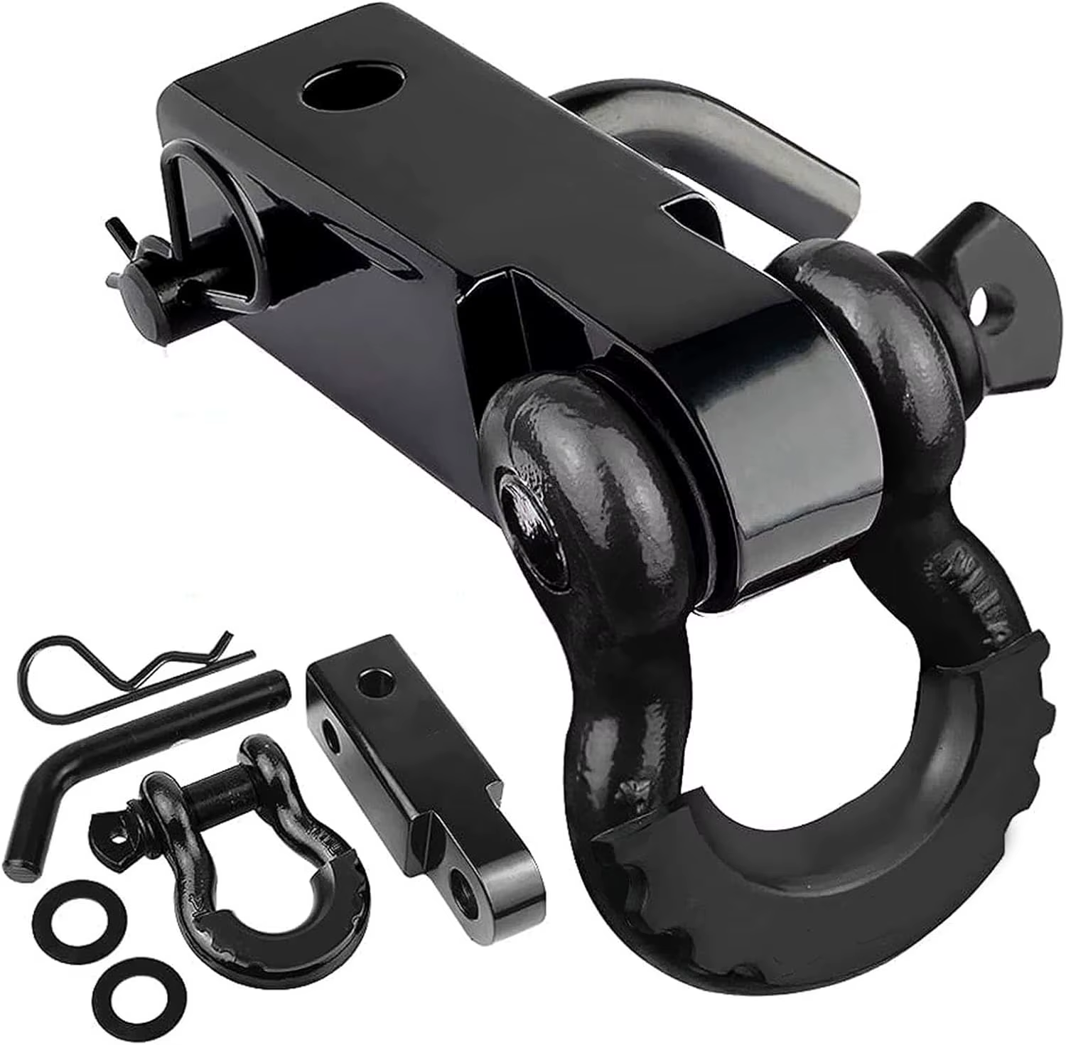 Récepteur d'attelage de remorquage 2", récepteur d'attelage à manille de force, manille à anneau 3/4 D, accessoires de remorquage pour la récupération de remorque de camion tout-terrain