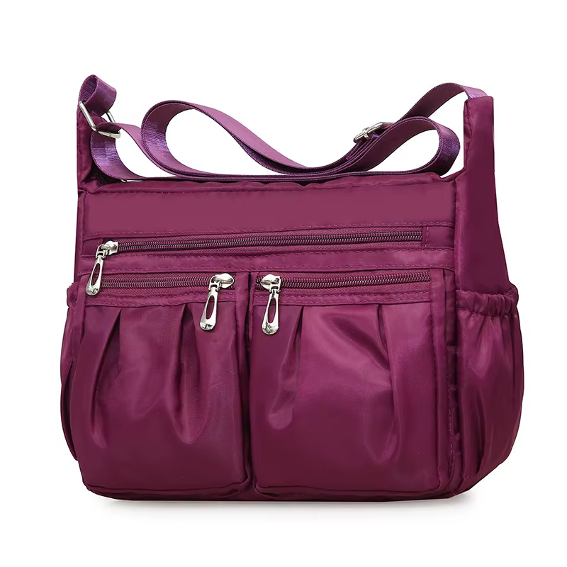 Sac à bandoulière en nylon grande capacité, compartiments multi-couches, sac bandoulière tendance pour les trajets quotidiens et les sorties, adapté aux M...