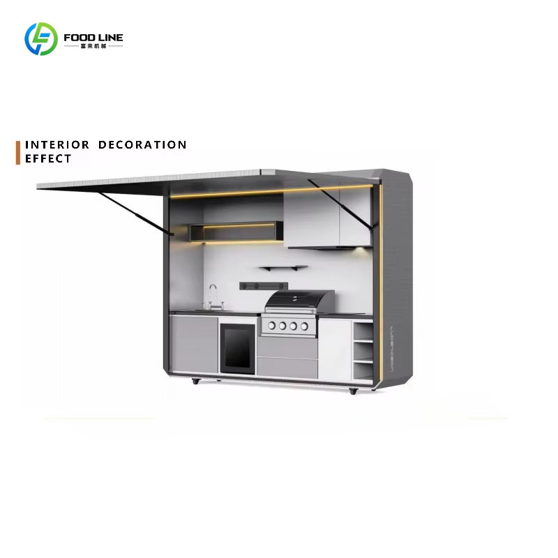 Cuisine de camping extérieure modulaire moderne personnalisée de qualité supérieure, installation facile avec évier et réfrigérateur pour le jardin
