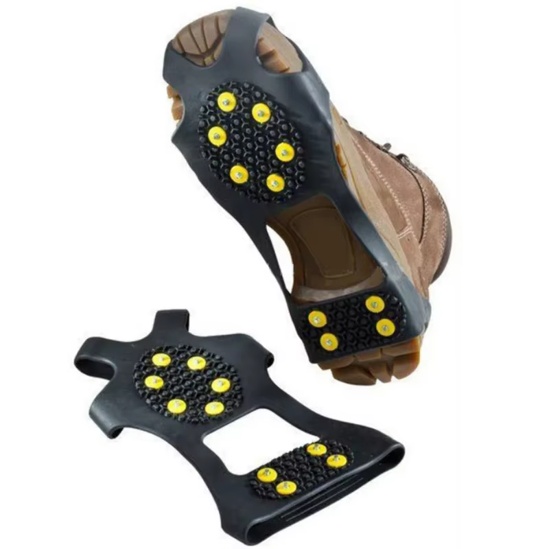10 goujons anti-dérapant neige glace pince chaussure d'escalade pointes poignées Crampons couvre-chaussures
