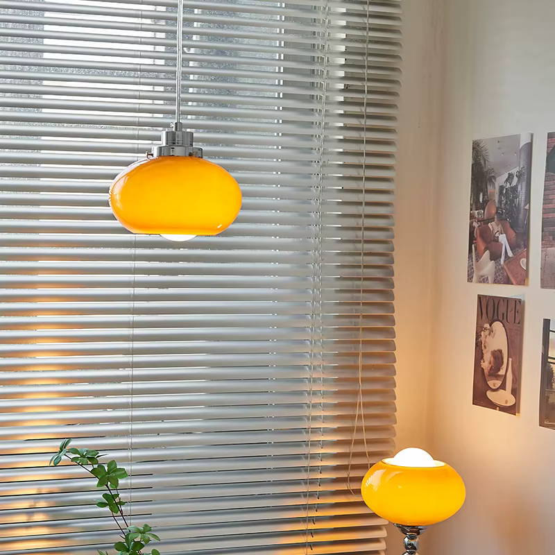 Kevin-Lustre en verre orange moderne, luminaire décoratif d'intérieur, idéal pour une salle à manger, une cuisine, une chambre à coucher ou un chevet
