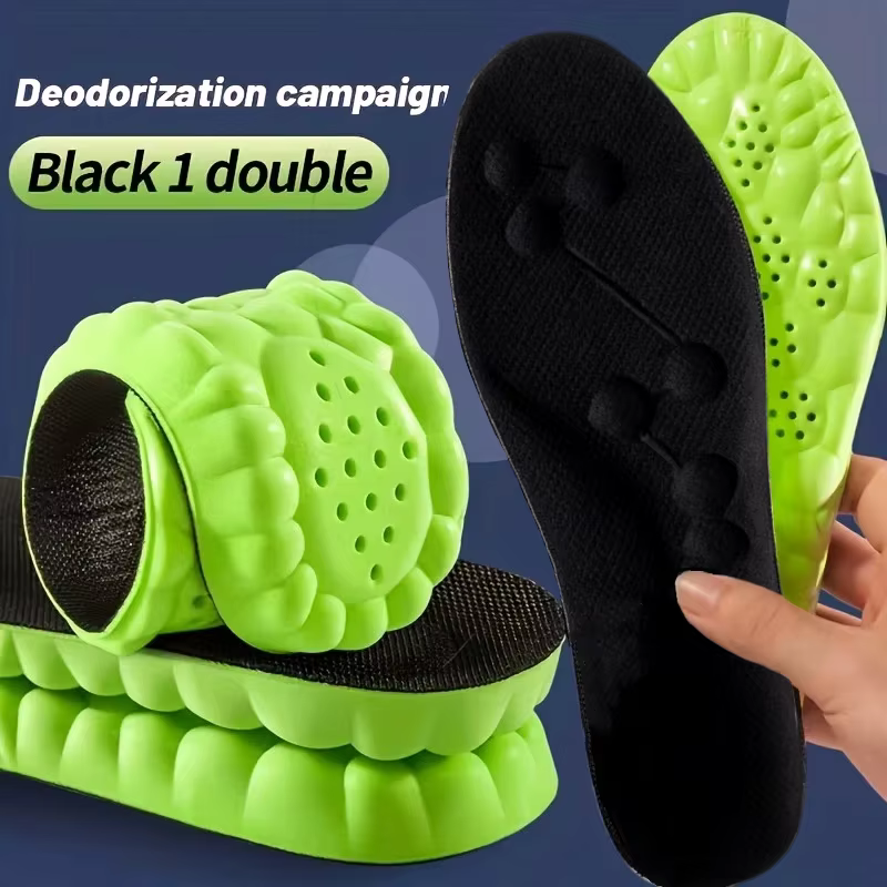 Semelles intérieures en Latex déodorant en bois d'absinthe, Support de voûte plantaire à Absorption des chocs, semelles intérieures souples respirantes absorbant la sueur pour la course à pied, soins 