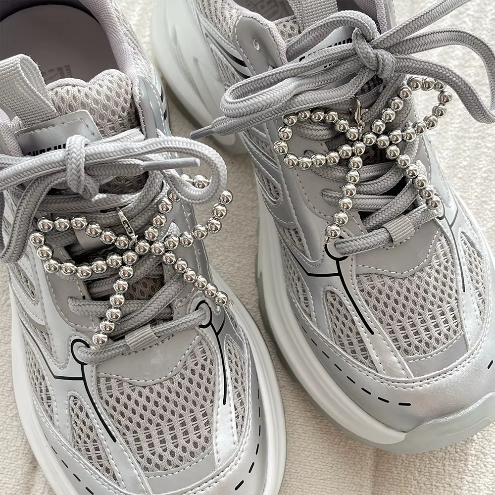 Breloques en dentelle pour chaussures, 1 paire, pour baskets, fille, perle, fleur, nœud, décoration de chaussures, Y2K, doux, Premium, accessoires de breloques pour chaussures décoratives