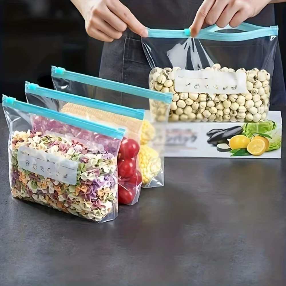 45 pièces sac à fermeture éclair réutilisable Stand Up Zip fermé sac de congélateur en plastique fruits légumes Ziplock cuisine stockage des aliments organisateur pochette
