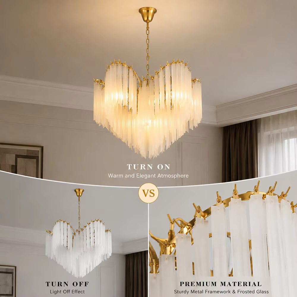 Lustre moderne de luxe en verre blanc pour salle à manger, salon, villa, lampe suspendue en laiton design, luminaire suspendu en verre givré