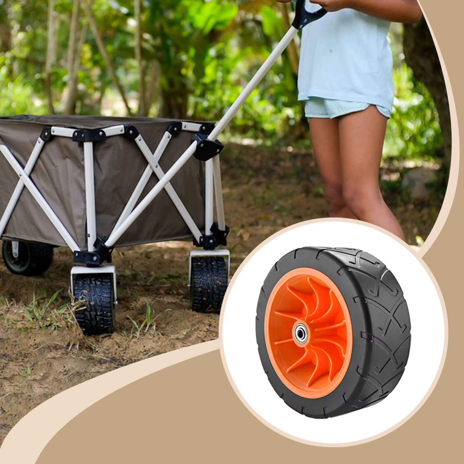 Roue de chariot pliable à roulement silencieux et fluide