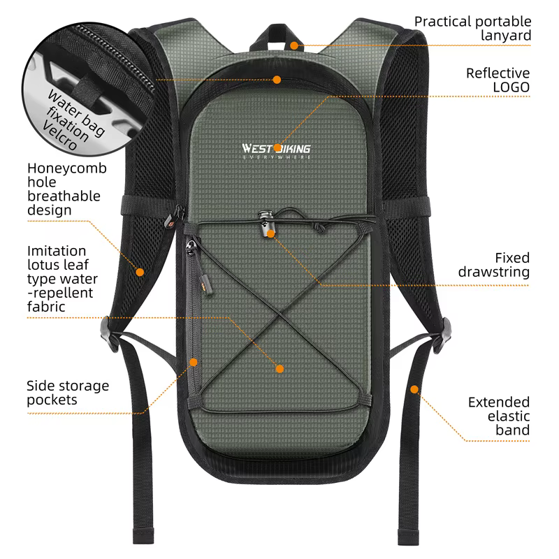 Sac à dos d'hydratation WEST BIKING 10L pour le cyclisme