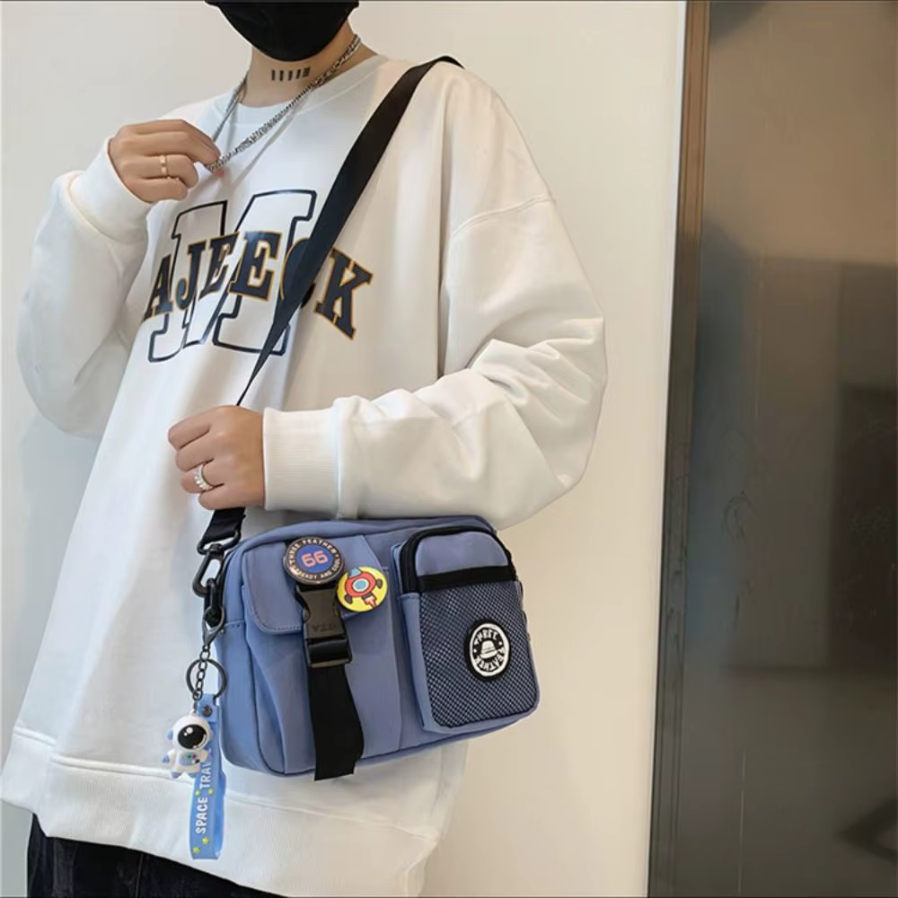 Petit sac à bandoulière en toile à séchage rapide, Portable Harajuku pour hommes, pochette à fermeture éclair, sac pour téléphone Portable décontracté unisexe