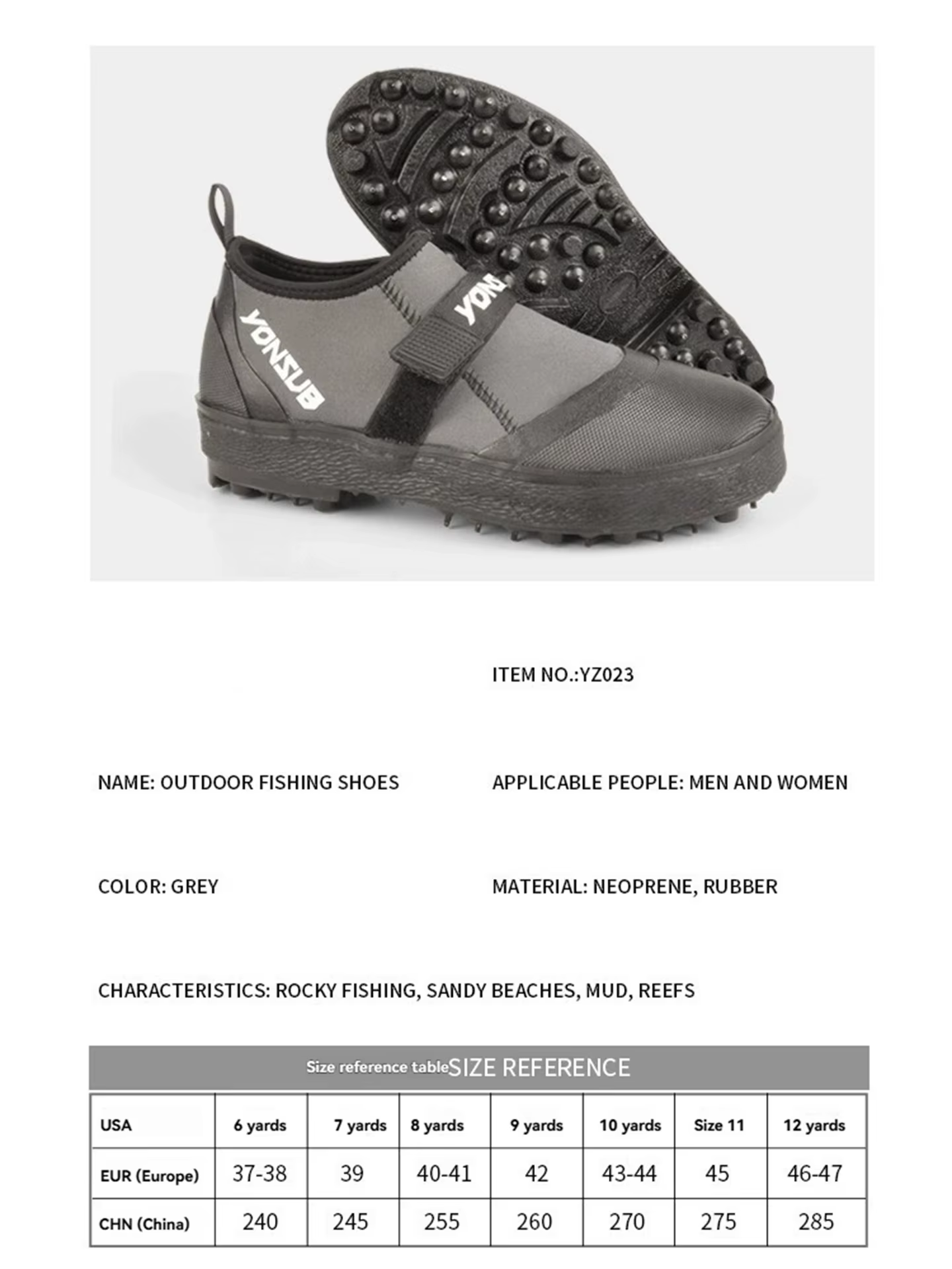 Yonsub – chaussures d'escalade de pêche en roche et d'escalade en néoprène pour adultes, chaussures d'eau antidérapantes résistantes à l'usure