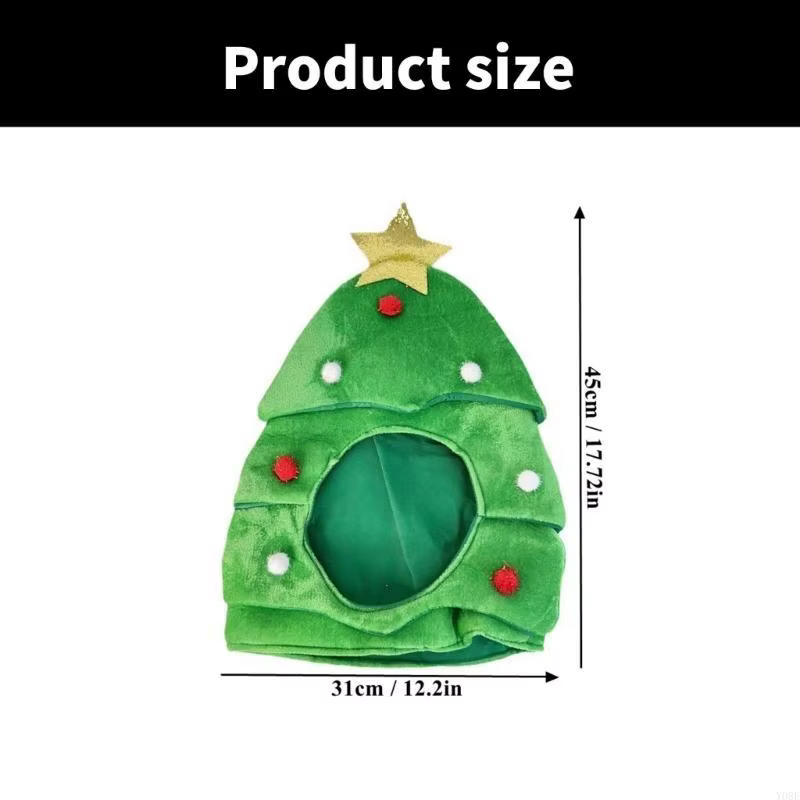 Chapeau d'arbre noël avec étoile, pour fête Festival noël, couvre-chef du nouvel an, accessoire Costume père Y08E