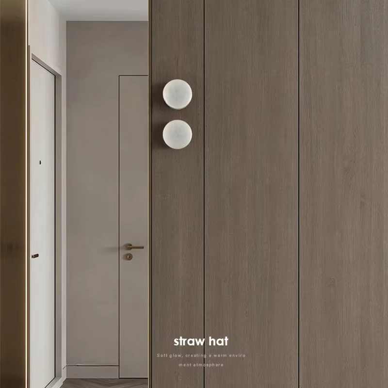 Lampe murale en marbre naturel espagnol, pour mur de fond TV, entièrement en cuivre, lumière de luxe créative, art créatif, lampe de chevet pour chambre d'hôtel.