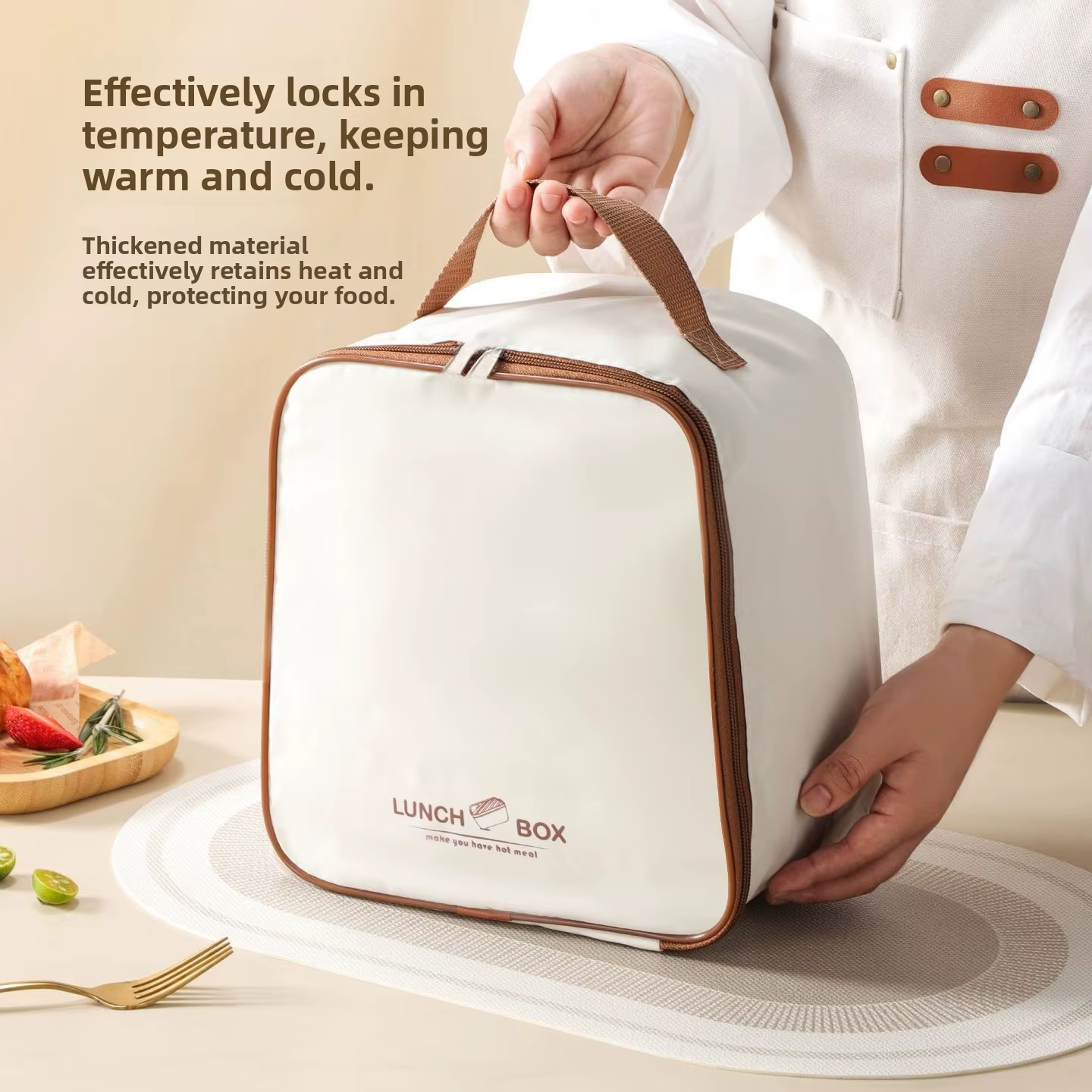 Sac isotherme portable avec poignée, mini pochette de rangement pour le camping, le pique-nique, l'extérieur, style moderne et simple, durable, antibactérien