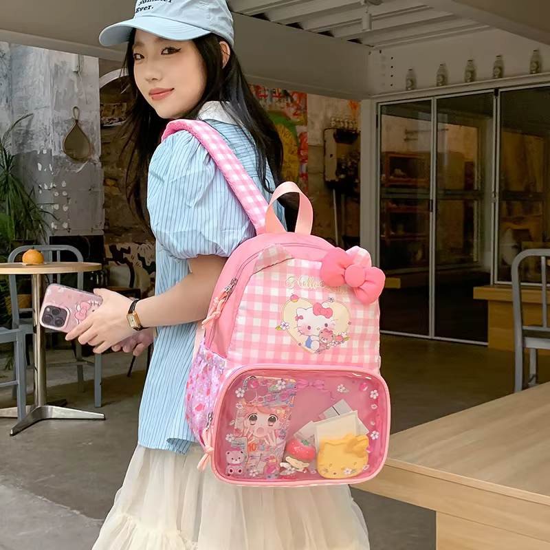 Sac à dos grande capacité imprimé Kuromi mignon pour femmes et filles, sac à dos décontracté de haute qualité, sac d'école, sac de voyage, vente en gros
