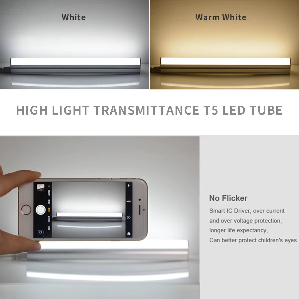 Veilleuse LED t5 à lumen élevé, tube fluorescent de remplacement 6w/8w/15w/25w, lampe t8 sans scintillement pour les magasins commerciaux, les hôtels, 29/30/50cm