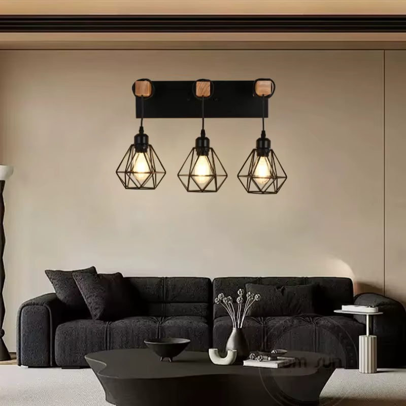 Lampe de chevet nordique créative pour chambre à coucher, applique murale personnalisée en bois massif, moderne et Simple, pour allée, balcon, lumière en fer forgé