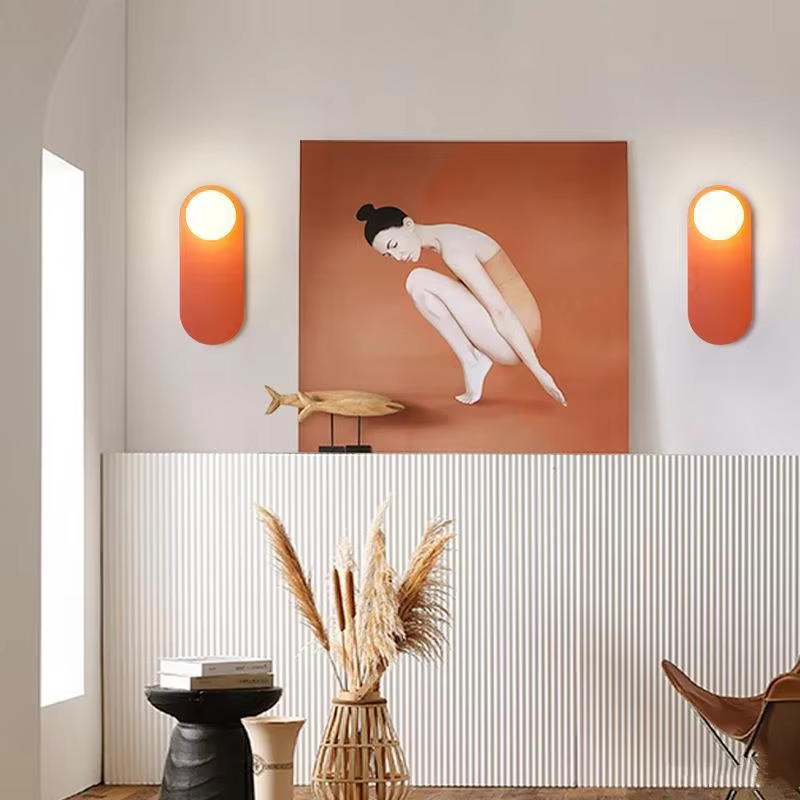Applique Murale LED en Verre Orange au Design Nordique Minimaliste