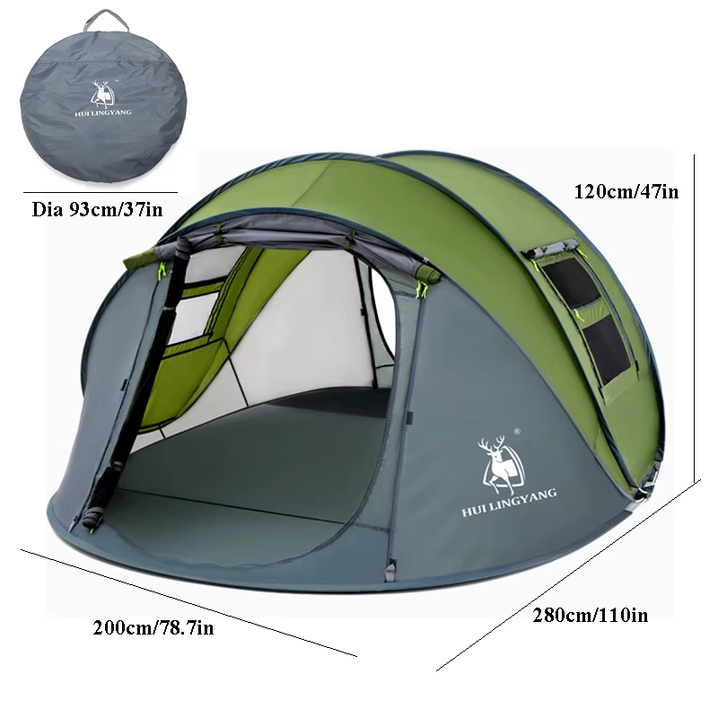 HUI LING YANG-Tente Pop-Up Étanche pour 3 à 4 Personnes, existent, Grand Espace, Camping en Plein Air Familial, Pergola Touristique Portable