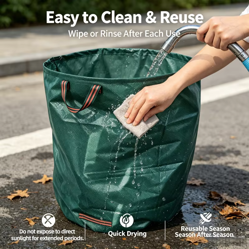 Sac de Jardin Tissé pour Déchets, Sac à Feuilles Imperméable Pliable, Sacs de Jardin Renforcés avec Poignées 120L 300L 500L pour Pelouse, Herbe, Feuilles et Débris