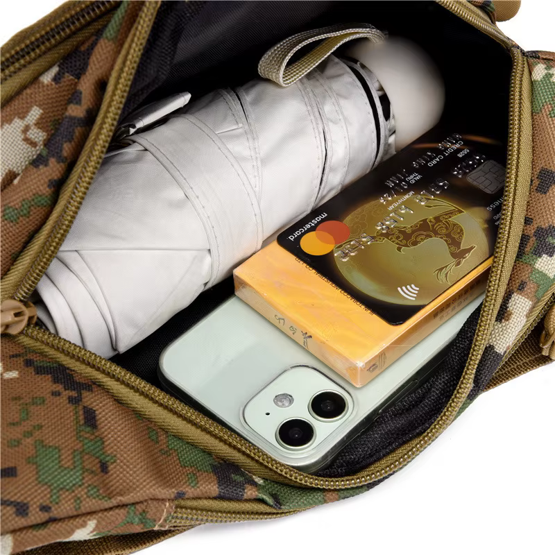 Nouveau Sac de taille multicouche à quatre fermetures éclair pour hommes, sac de poitrine pour loisirs en plein air, sport, voyage, portefeuille Mobile