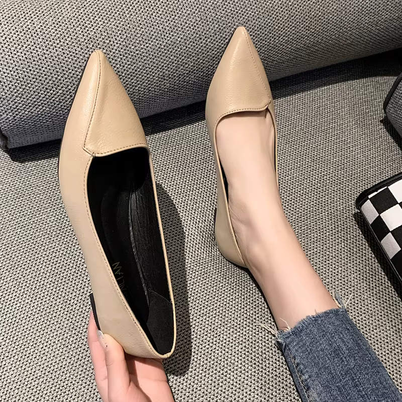 Chaussures à enfiler pointues pour femmes, mocassins confortables pour dames, chaussures bateau jaunes, chaussures plates d'automne, mode d'été
