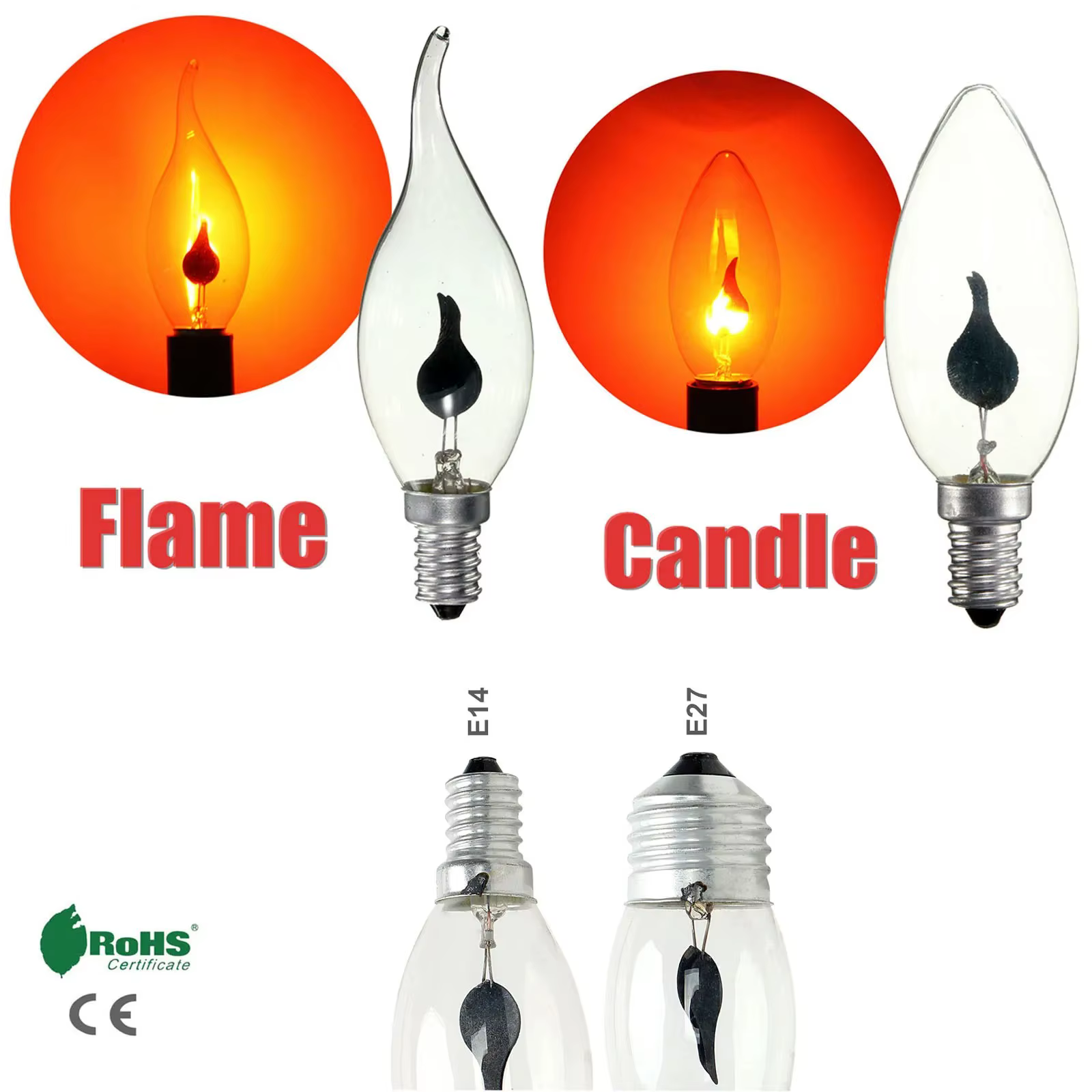 Ampoule LED bougie effet flamme ampoules simulé Nature feu scintillant lumière E14 E27 3W Filament