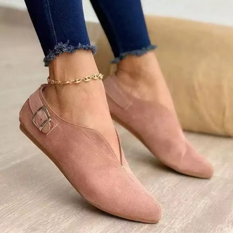 Mocassins pointus en daim pour femmes, chaussures plates pour femmes, mocassins rétro, chaussures décontractées à enfiler, vêtements pour femmes, grande taille, 35-43, été