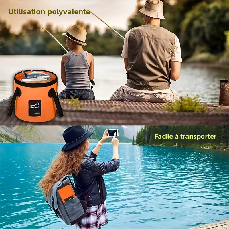 Seau pliable portable, sac de stockage d'eau avec sangles