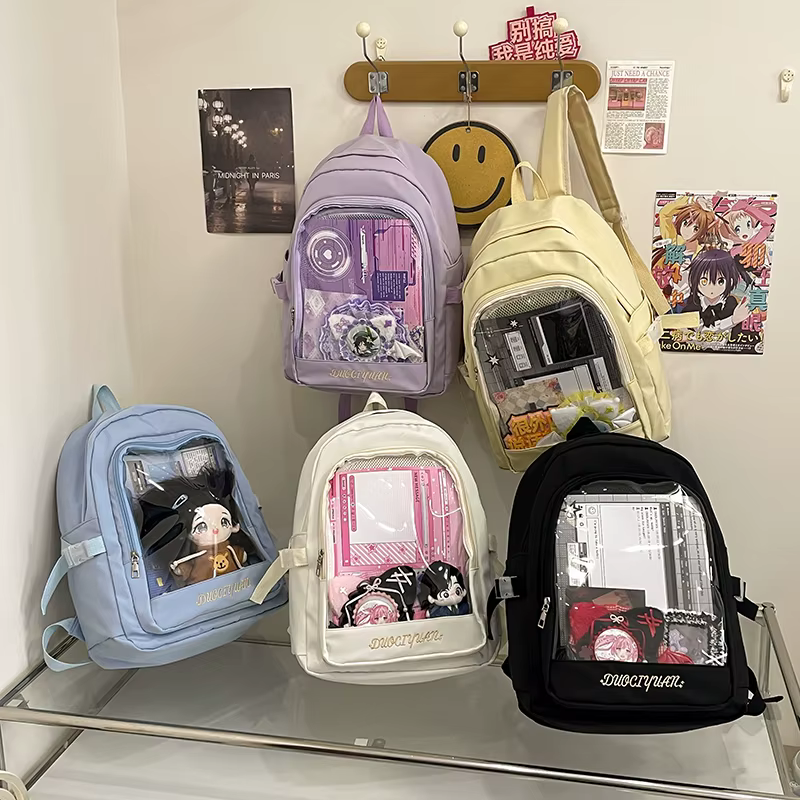 Y2K – sac à dos mignon pour femmes, Kawaii Ita, sac à dos Transparent pour fille douce, bricolage d'exposition de personnalité, sac à bandoulière Lolita