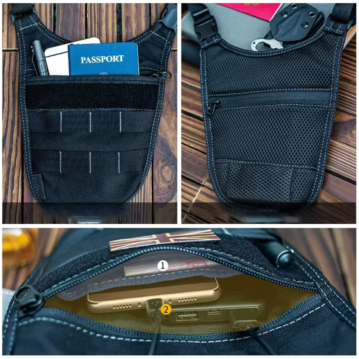Sac à bandoulière tactique sous les bras pour hommes, Agent caché Molle, sacs à bandoulière de Combat, portefeuille de voyage en plein air, clé de téléphone, Pack antivol