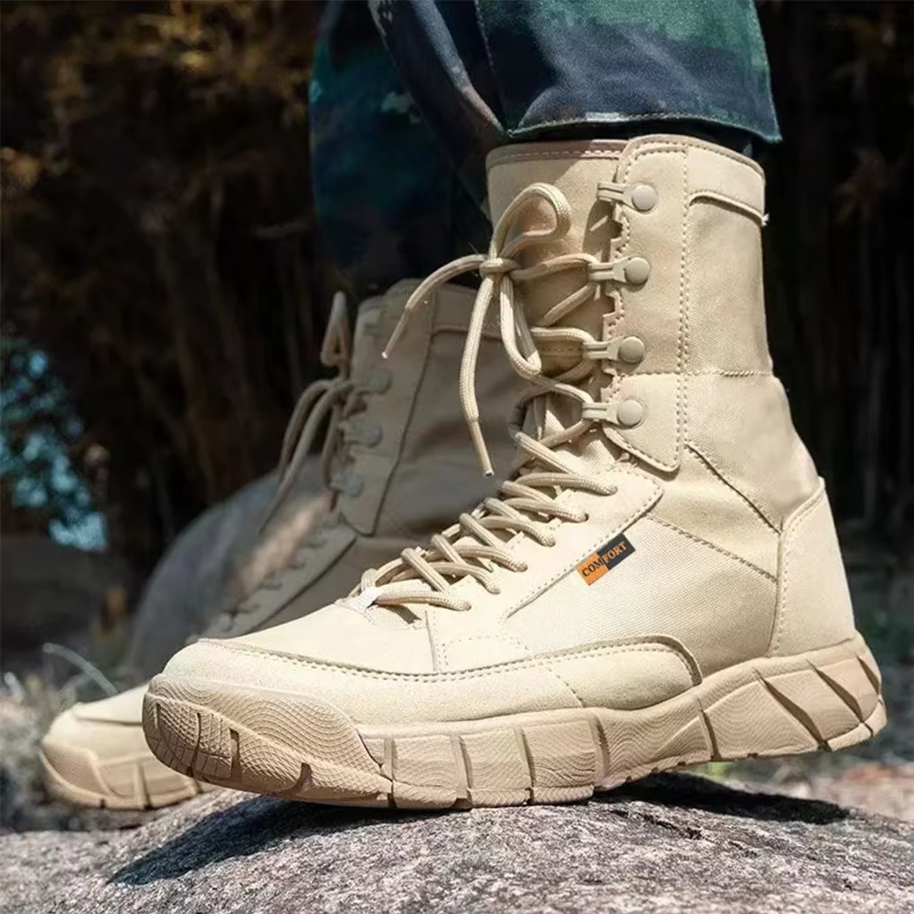 Chaussures tactiques légères pour hommes, bottes de Combat d'entraînement à lacets, imperméables, pour l'extérieur, randonnée, respirantes