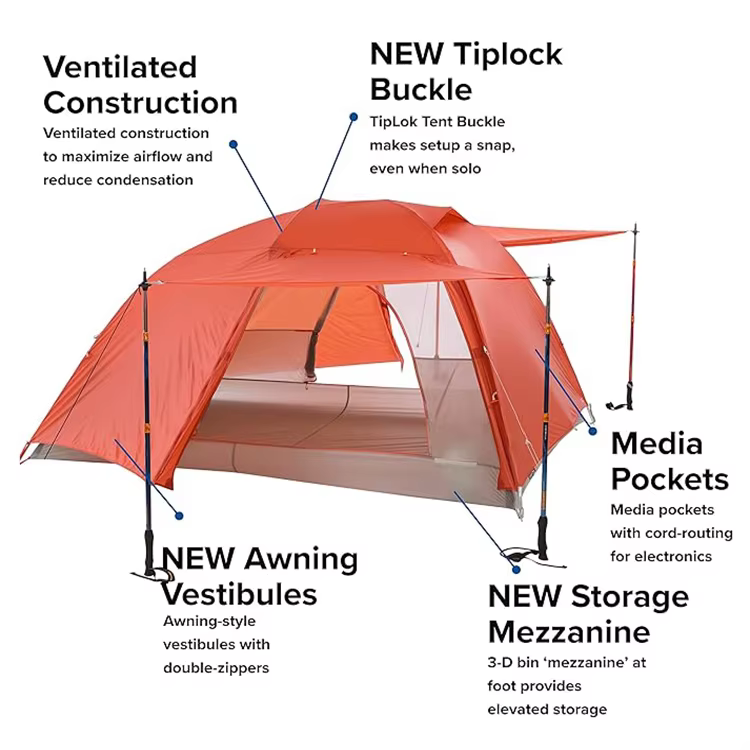 Tente double dôme ultralégère de haute qualité pour deux personnes avec structure en aluminium et tissu nylon imperméable pour le camping et la randonnée en plein air