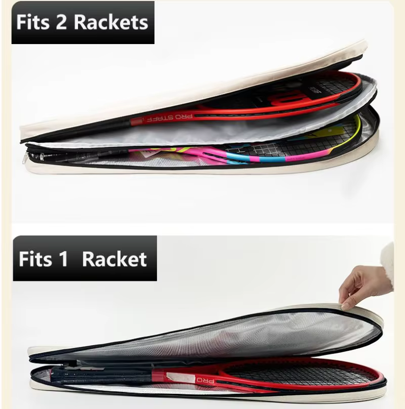 Housse de raquette de tennis pouvant contenir 1 à 2 raquettes, sac de tennis de grande capacité, imperméable, durable, sac à bandoulière de sport avec sac à balles