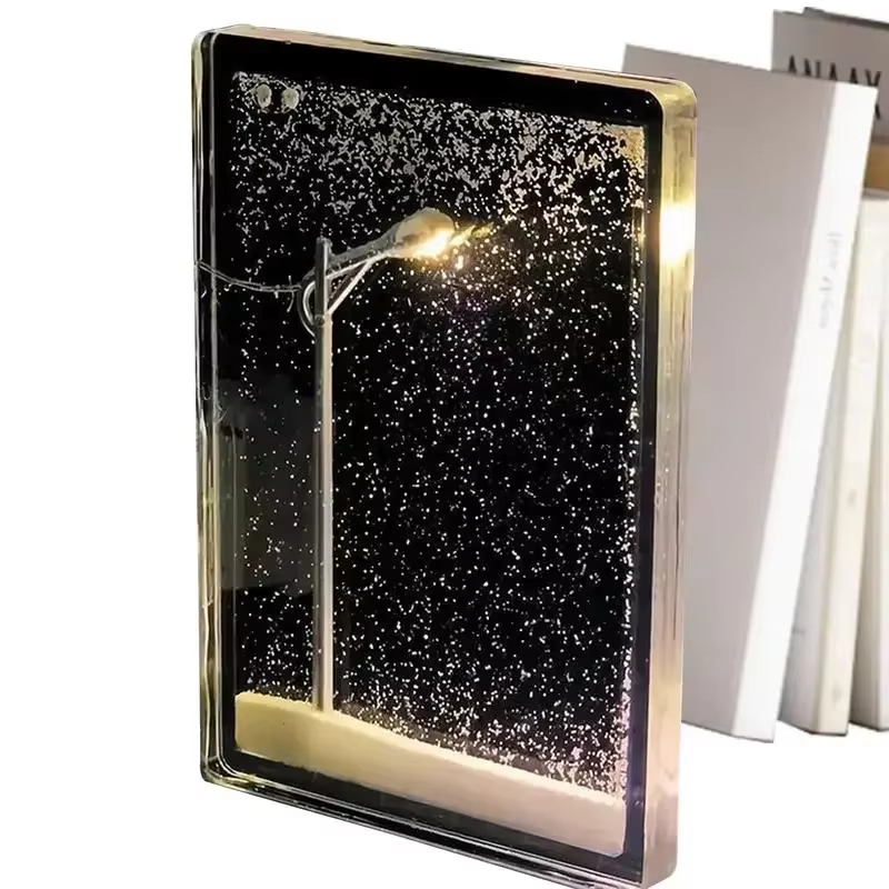 Scène de neige veilleuse bureau lumière artisanat de noël