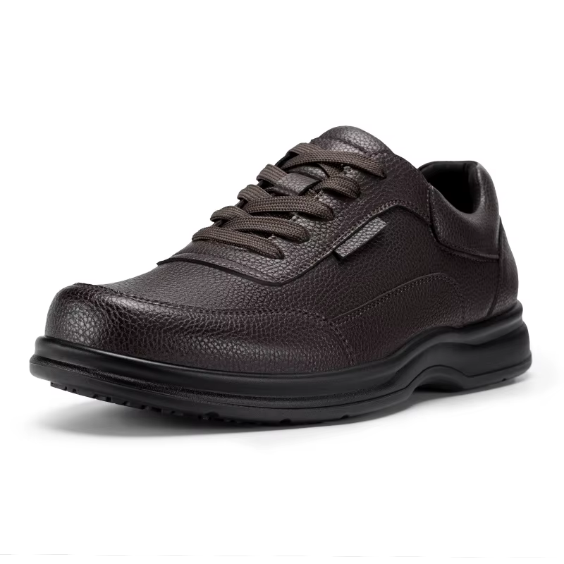 Chaussures en cuir pour hommes Fitville, design large, chaussures Oxford décontractées, antidérapantes, hydrofuges, pour pieds enflés, avec soutien de la voûte plantaire