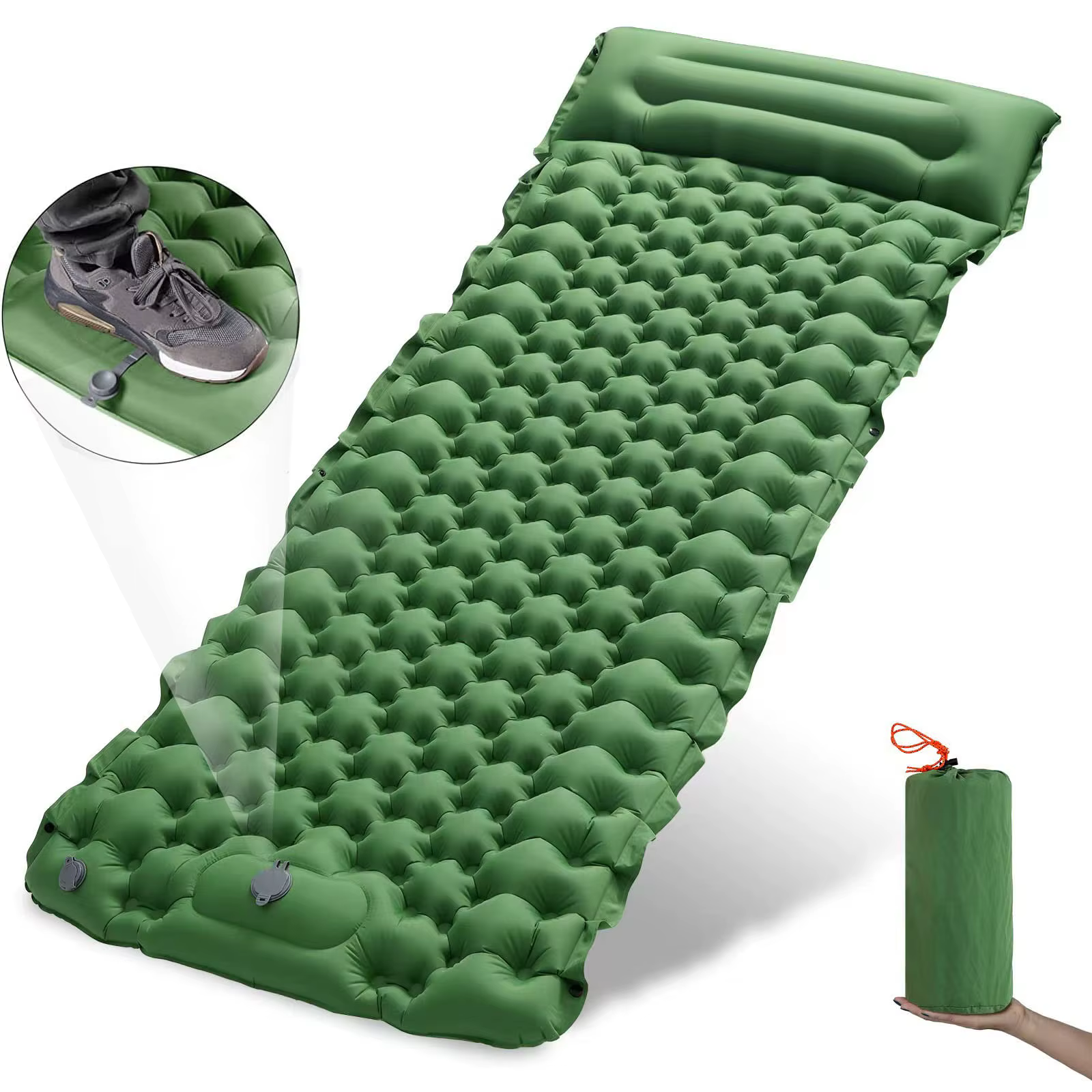 Matelas gonflable de camping en plein air avec oreillers