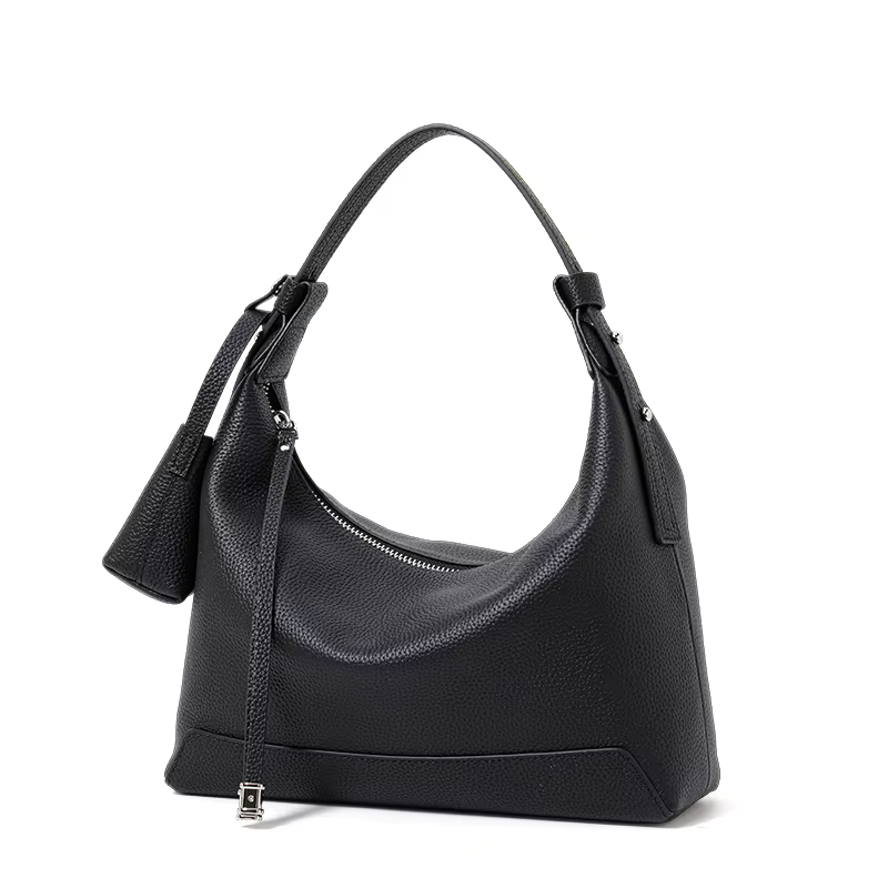 Sac Hobo en Cuir de Vachette Grainé, Design à Double Bretelles, Sac à Main en Cuir de Vachette Souple, Sac à Bandoulière pour Sorties Quotidiennes Décontractées