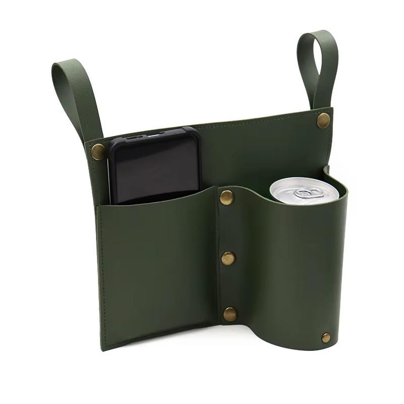 Poche pour chaise de camping, pochette pour chaise de plage avec 2 poches en cuir, sac latéral pour fauteuil roulant pour chevet/extérieur/plage/Camping