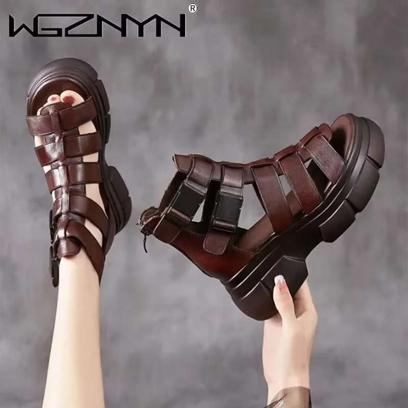 Chaussures rétro en cuir PU véritable faites à la main pour femmes