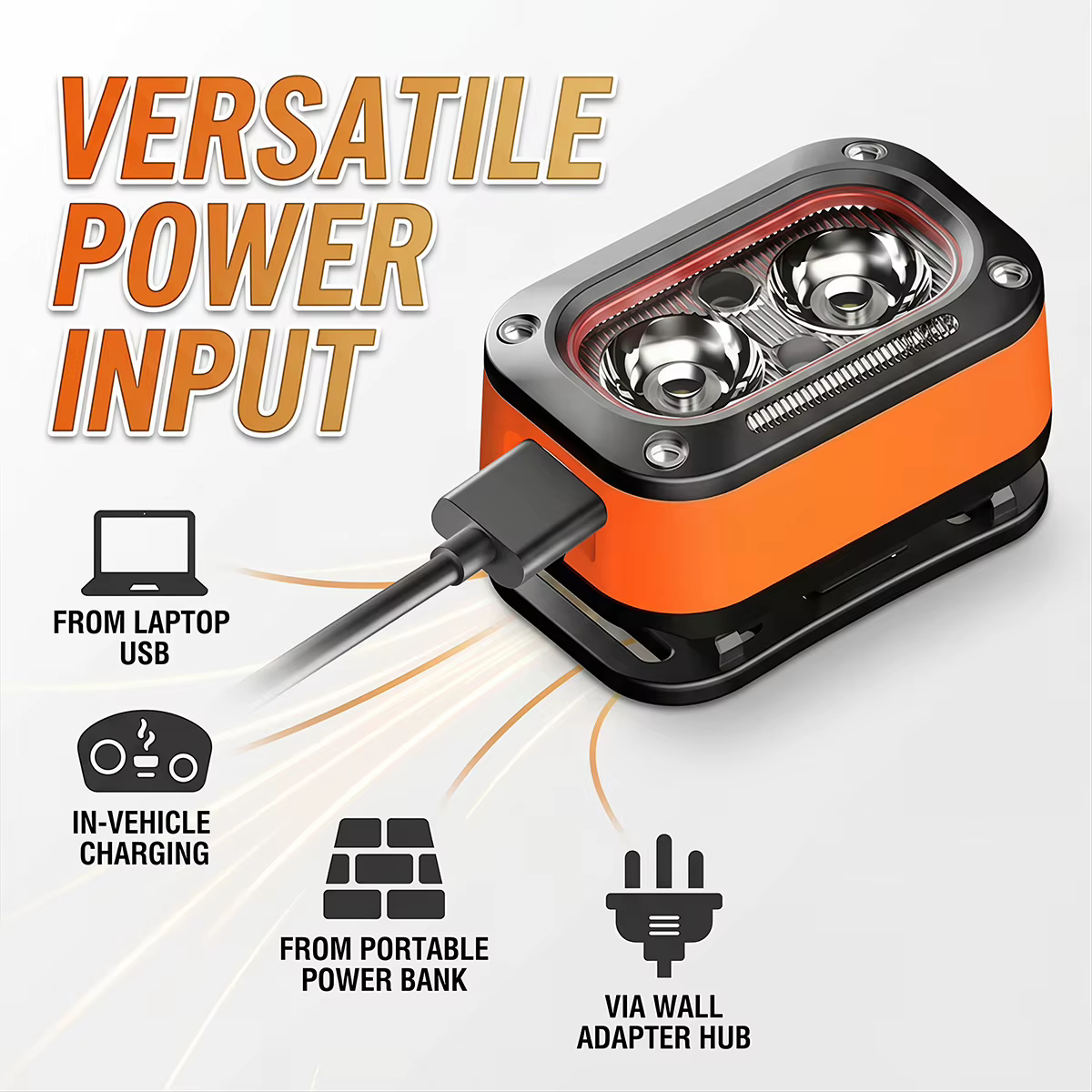 Lampe frontale LED rechargeable ultra-lumineuse avec 5 modes de charge USB 60 ° Ajustable et durable pour le camping et