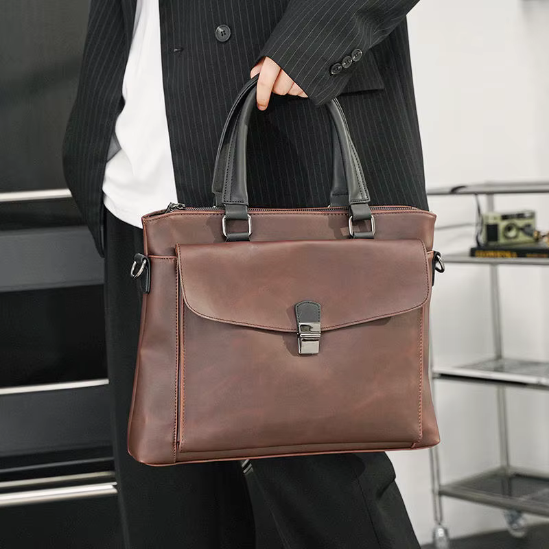 Rétro Crazy Horse PU cuir mallette d'affaires sacs célèbre concepteur Boston fourre-tout marque de luxe sac croisé Bolsas