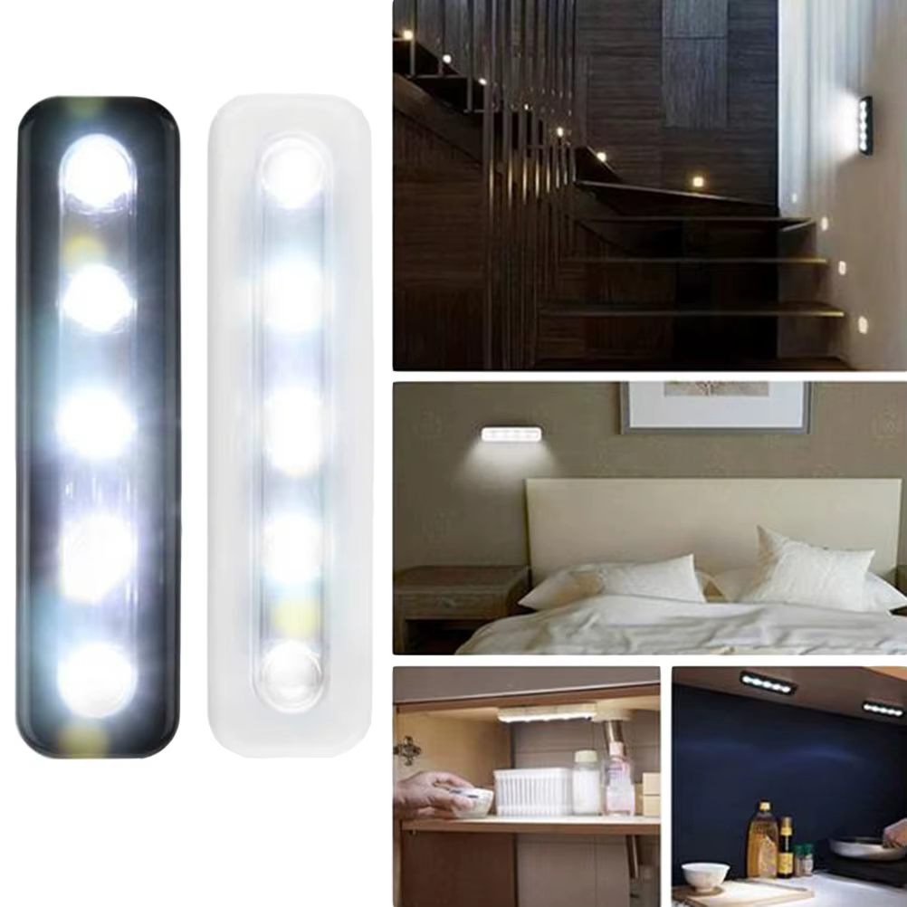 Lampe lumineuse à 5 Led avec détecteur de mouvement, pour placard, armoire, escaliers, sous étagère, sans fil
